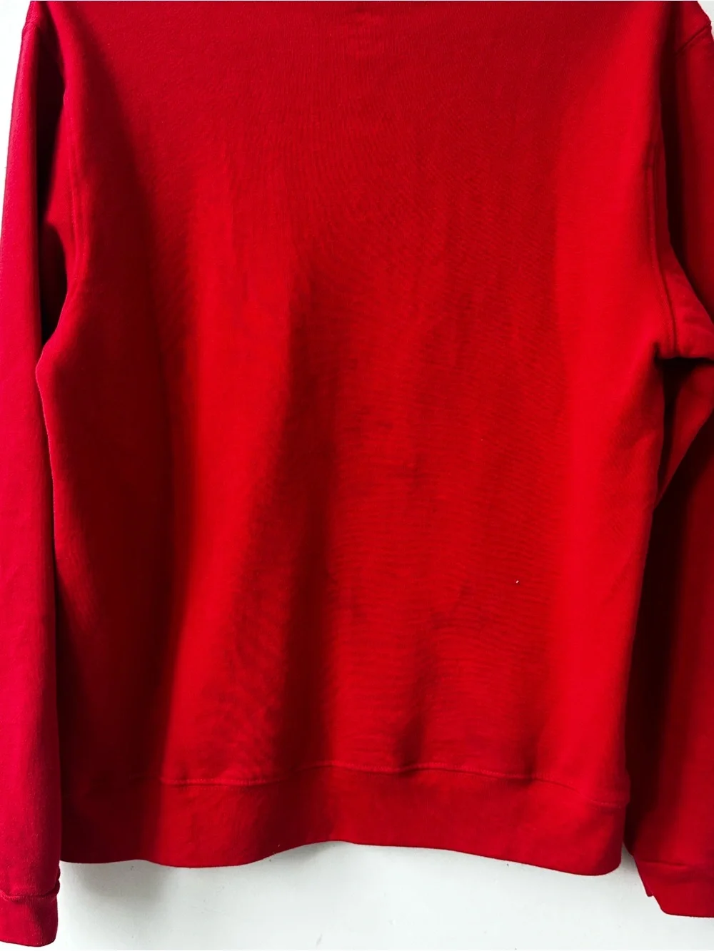 Holiday 'HO! HO! HOME' Red Christmas Sweatshirt with Green Tree Print